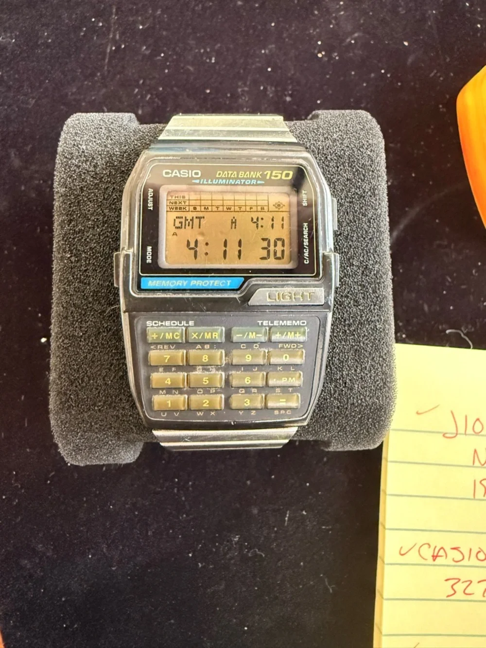 Casio Data Bank 150 Digital Calculator Watch in Black and Blue Accents - Picture 4 of 6